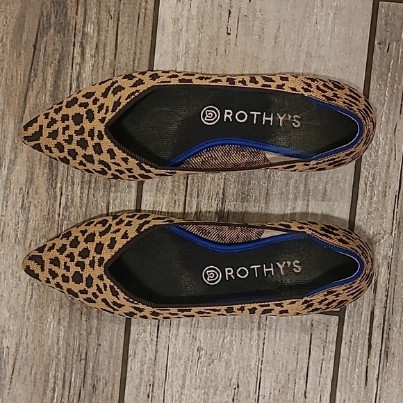 Rothy's Pointed Toe Retired Leopard Print Flats Washable Wmn 10 Authentic Casual - Picture 3 of 16